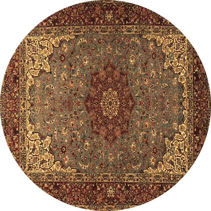 Round Medallion Brown Traditional Rug, tr2040brn
