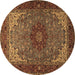 Round Medallion Brown Traditional Rug, tr2040brn