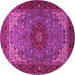 Round Machine Washable Medallion Pink Traditional Rug, wshtr2040pnk