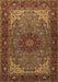 Machine Washable Medallion Brown Traditional Rug, wshtr2040brn