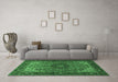 Machine Washable Medallion Emerald Green Traditional Area Rugs in a Living Room,, wshtr2040emgrn