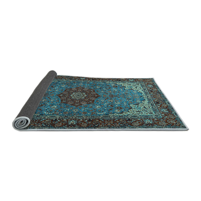 Sideview of Medallion Light Blue Traditional Rug, tr2040lblu