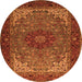 Machine Washable Medallion Orange Traditional Area Rugs, wshtr2040org