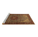 Sideview of Machine Washable Medallion Brown Traditional Rug, wshtr2040brn