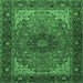 Square Medallion Emerald Green Traditional Rug, tr2040emgrn