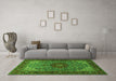 Machine Washable Medallion Green Traditional Area Rugs in a Living Room,, wshtr2040grn