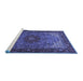 Sideview of Machine Washable Medallion Blue Traditional Rug, wshtr2040blu