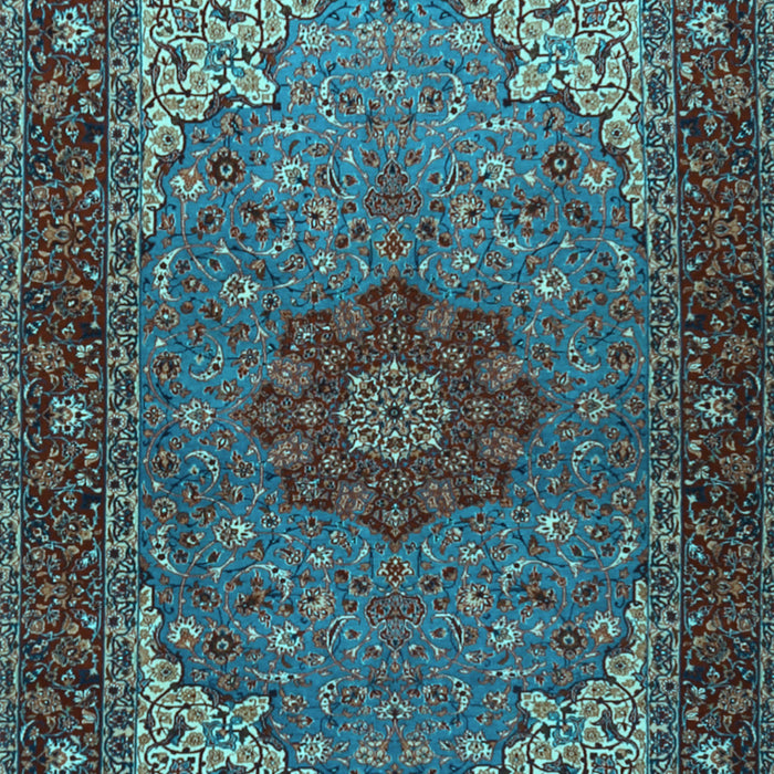 Machine Washable Medallion Light Blue Traditional Rug, wshtr2040lblu
