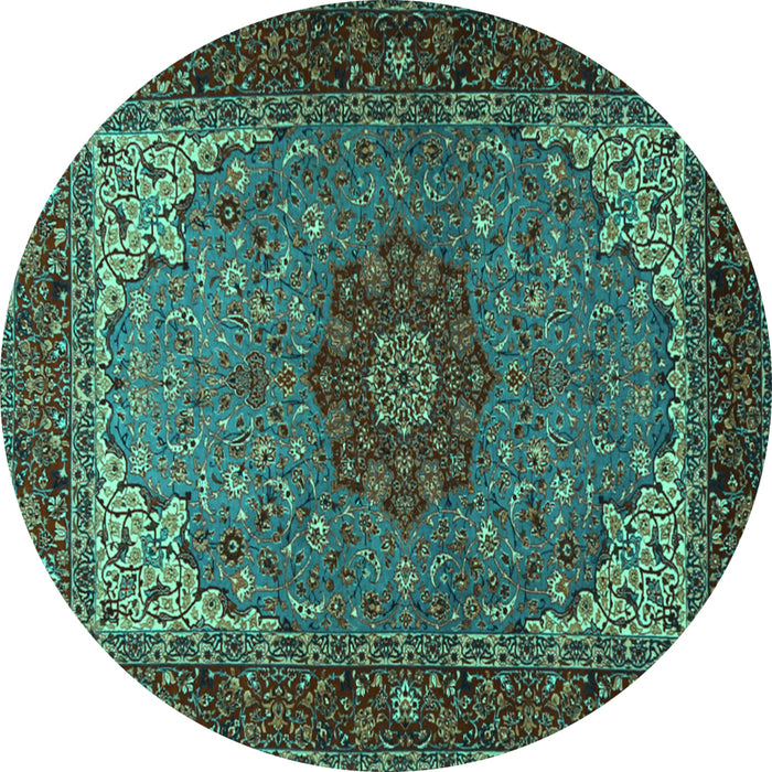 Round Medallion Turquoise Traditional Rug, tr2040turq