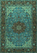 Machine Washable Medallion Turquoise Traditional Area Rugs, wshtr2040turq