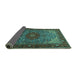 Sideview of Medallion Turquoise Traditional Rug, tr2040turq