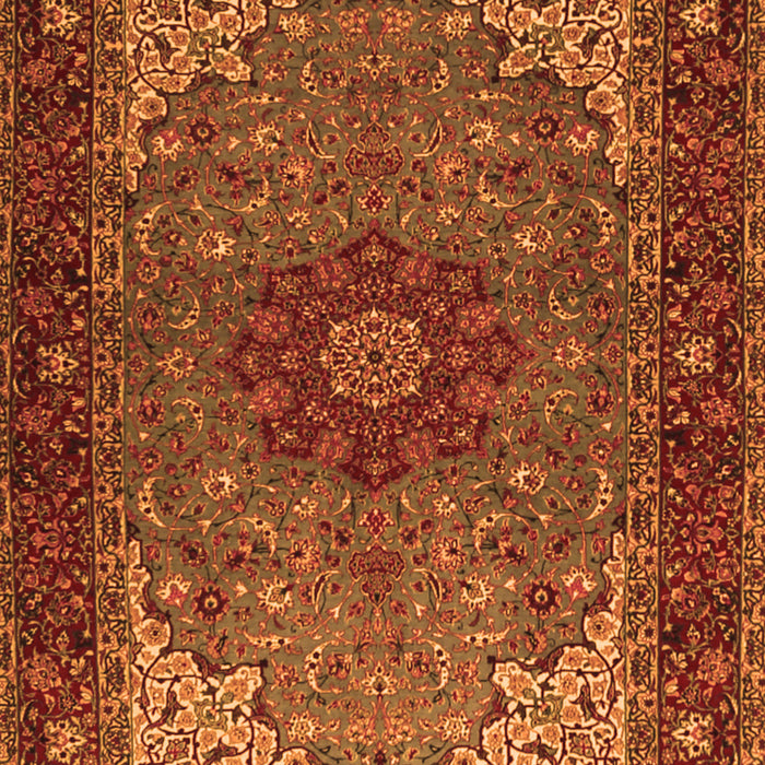 Serging Thickness of Machine Washable Medallion Orange Traditional Area Rugs, wshtr2040org