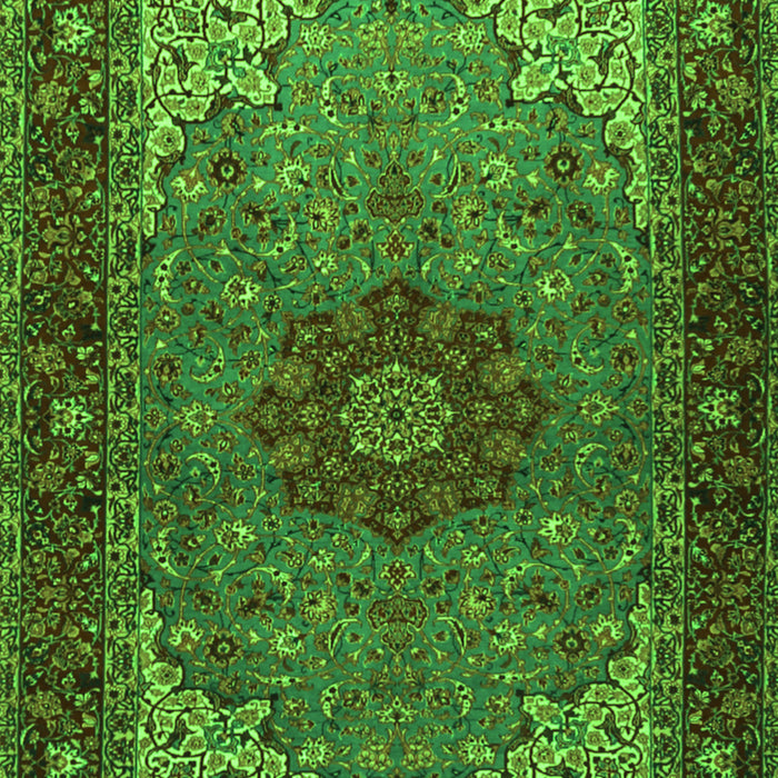 Serging Thickness of Machine Washable Medallion Green Traditional Area Rugs, wshtr2040grn