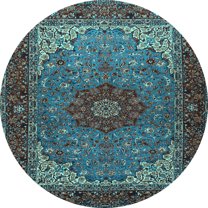 Round Medallion Light Blue Traditional Rug, tr2040lblu