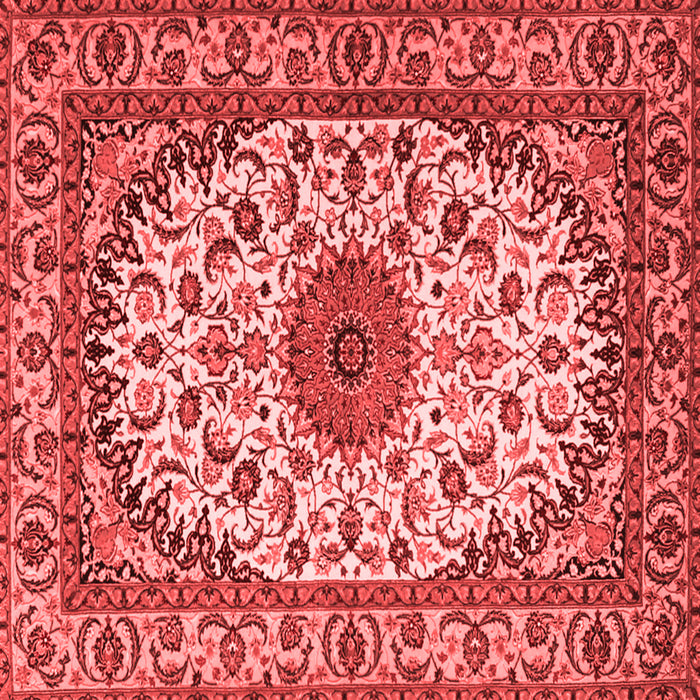 Machine Washable Medallion Red Traditional Rug, wshtr2041red