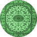 Round Medallion Emerald Green Traditional Rug, tr2041emgrn