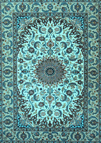 Medallion Light Blue Traditional Rug, tr2041lblu