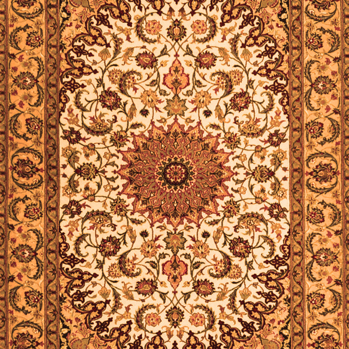 Serging Thickness of Machine Washable Medallion Orange Traditional Area Rugs, wshtr2041org