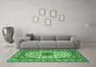 Machine Washable Medallion Emerald Green Traditional Area Rugs in a Living Room,, wshtr2041emgrn