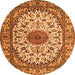 Square Medallion Orange Traditional Rug, tr2041org