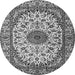 Machine Washable Medallion Gray Traditional Rug, wshtr2041gry