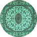 Round Medallion Turquoise Traditional Rug, tr2041turq