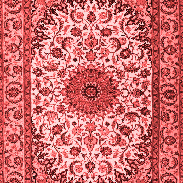 Machine Washable Medallion Red Traditional Rug, wshtr2041red