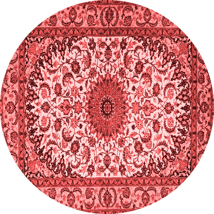Machine Washable Medallion Red Traditional Rug, wshtr2041red