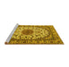 Sideview of Machine Washable Medallion Yellow Traditional Rug, wshtr2041yw