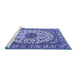 Sideview of Machine Washable Medallion Blue Traditional Rug, wshtr2041blu