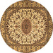 Round Medallion Brown Traditional Rug, tr2041brn