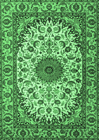 Medallion Emerald Green Traditional Rug, tr2041emgrn