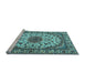 Sideview of Machine Washable Medallion Light Blue Traditional Rug, wshtr2041lblu