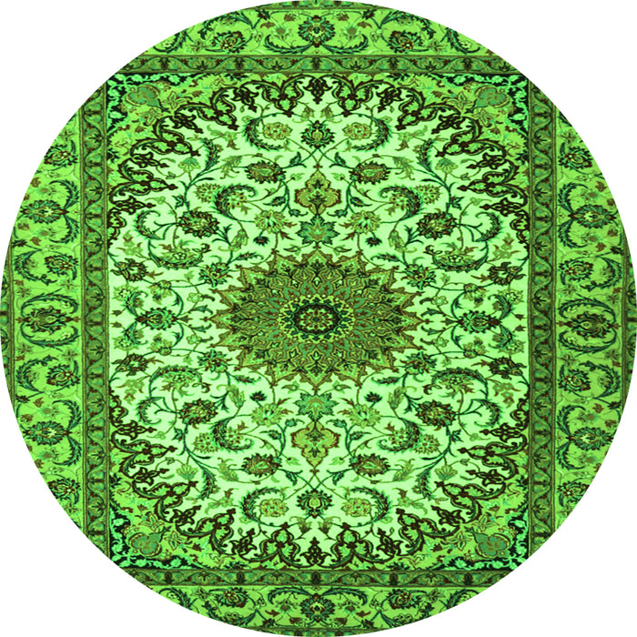 Square Medallion Green Traditional Rug, tr2041grn
