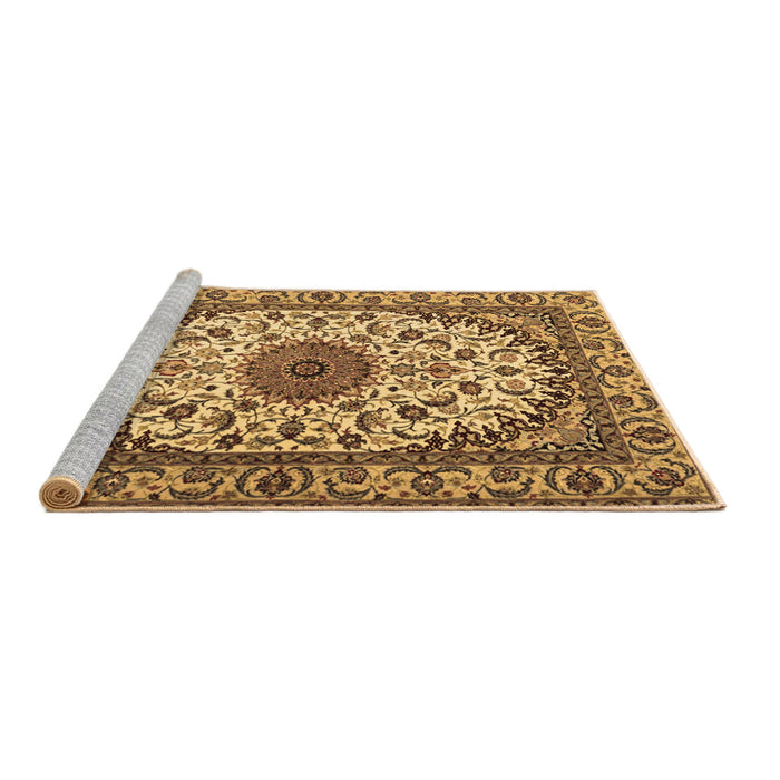 Sideview of Machine Washable Medallion Brown Traditional Rug, wshtr2041brn