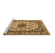 Sideview of Machine Washable Medallion Brown Traditional Rug, wshtr2041brn