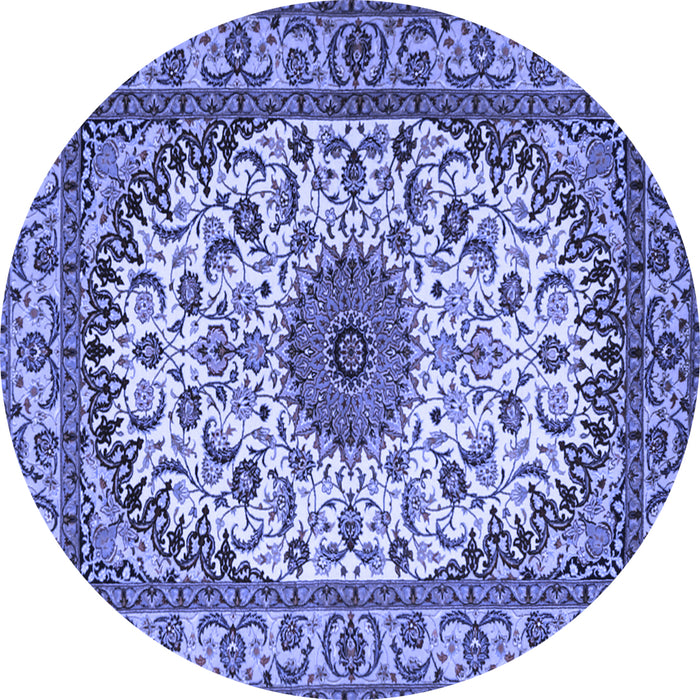 Round Medallion Blue Traditional Rug, tr2041blu