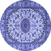 Round Medallion Blue Traditional Rug, tr2041blu