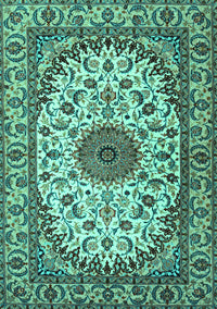 Medallion Turquoise Traditional Rug, tr2041turq