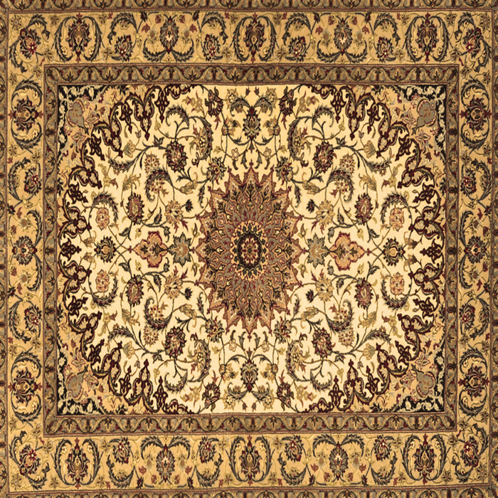 Square Machine Washable Medallion Brown Traditional Rug, wshtr2041brn