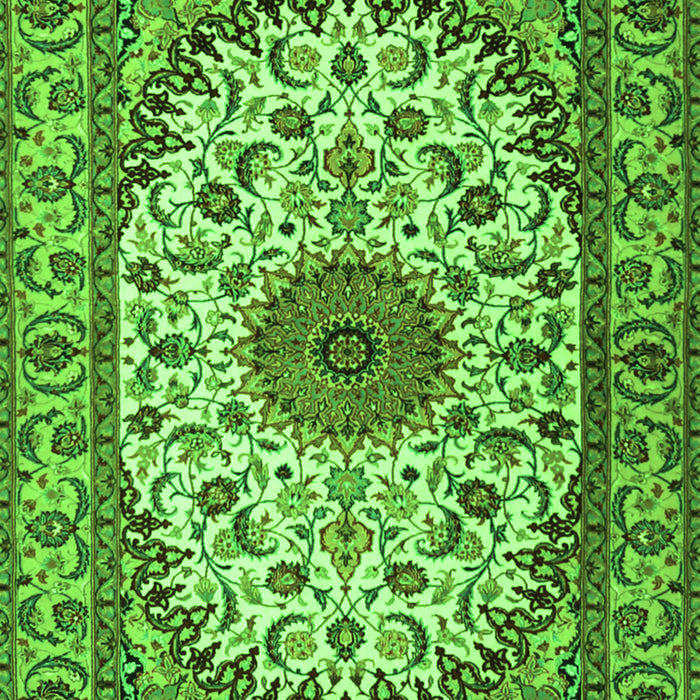 Serging Thickness of Machine Washable Medallion Green Traditional Area Rugs, wshtr2041grn