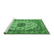 Sideview of Machine Washable Medallion Emerald Green Traditional Area Rugs, wshtr2041emgrn