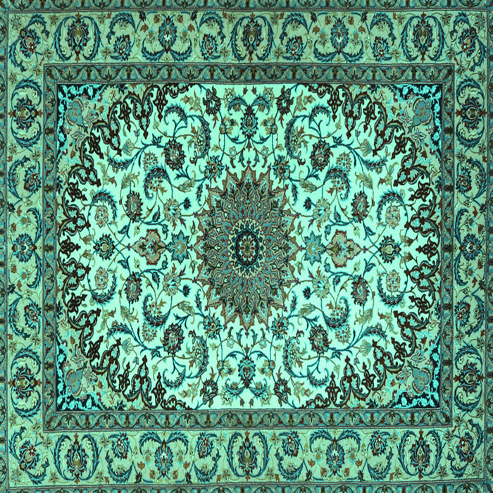 Square Medallion Turquoise Traditional Rug, tr2041turq