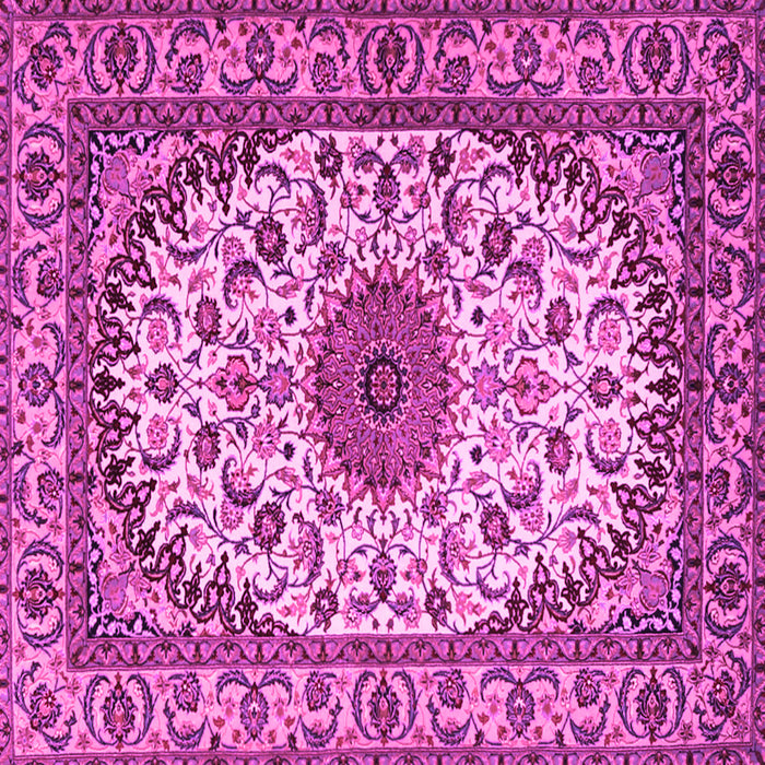 Square Machine Washable Medallion Pink Traditional Rug, wshtr2041pnk