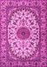 Machine Washable Medallion Pink Traditional Rug, wshtr2041pnk