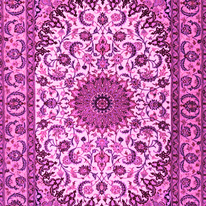 Machine Washable Medallion Pink Traditional Rug, wshtr2041pnk