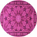 Round Machine Washable Persian Pink Traditional Rug, wshtr2042pnk