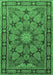 Machine Washable Persian Emerald Green Traditional Area Rugs, wshtr2042emgrn