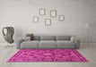 Machine Washable Persian Pink Traditional Rug in a Living Room, wshtr2042pnk