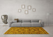 Machine Washable Persian Yellow Traditional Rug in a Living Room, wshtr2042yw